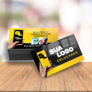CARTÃO DE VISITA COM VERNIZ TOTAL PAPEL COUCHÊ 300g  4X4 (FRENTE &VERSO)   
