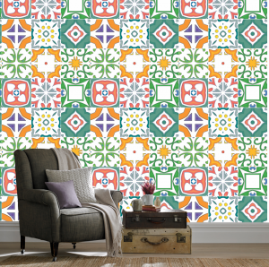 PAPEL DE PAREDE AZULEIJO 00015 ADESIVO VINIL  COLORIDO FOSCO CORTE RETO 