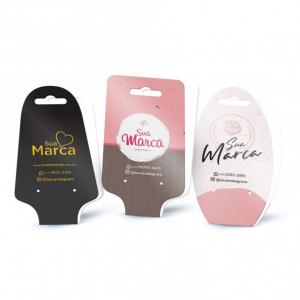 TAG´S PERSONALIZADAS ESPECIAL ESTILO GRAVATA PAPEL COUCHÊ 300g (18,5X 5 cm) 4x4 - COLORIDO FRENTE E VERSO  CORTE ESPECIAL 
